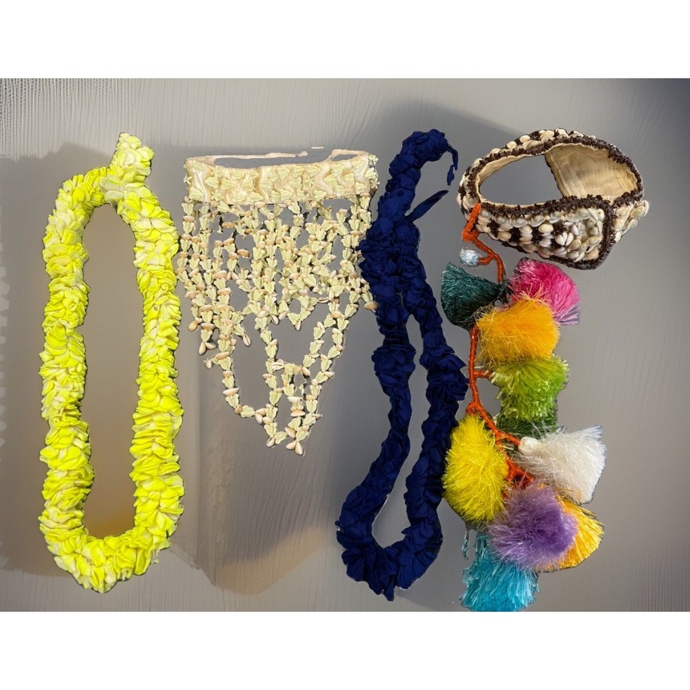 Vintage Lot 2 Lei And Head Pieces Handmade Luau Belly Dance Hawaii Stunning
